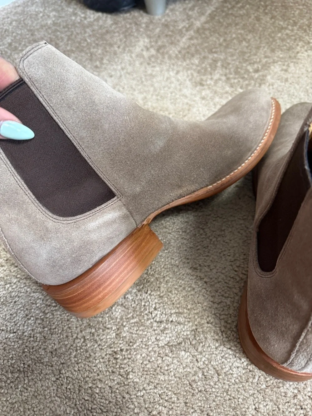freebird Taupe Suede Chelsea Boots with Brown Elastic